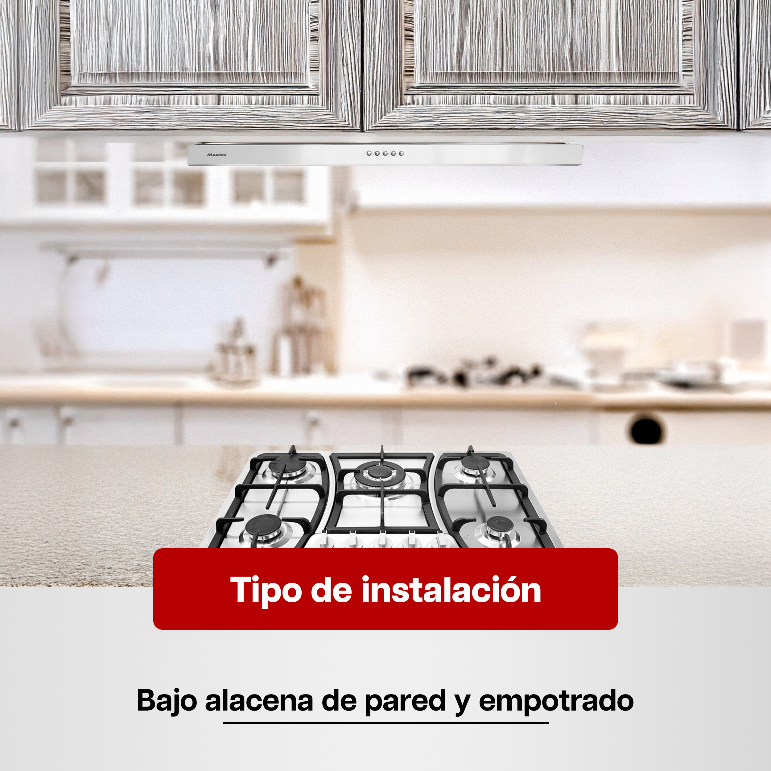 Foto 7 pulgar | Combo Maxims Parrilla 5 Quemadores y Campana 76 cm Acero Inoxidable
