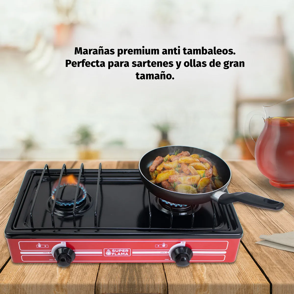 Foto 3 | Combo Parrilla de Gas LP de 2 Quemadores con Tanque de Gas 10 Kg y Kit de Instalación Super Flama