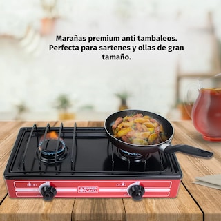 Foto 3 | Combo Parrilla de Gas LP de 2 Quemadores con Tanque de Gas 10 Kg y Kit de Instalación Super Flama