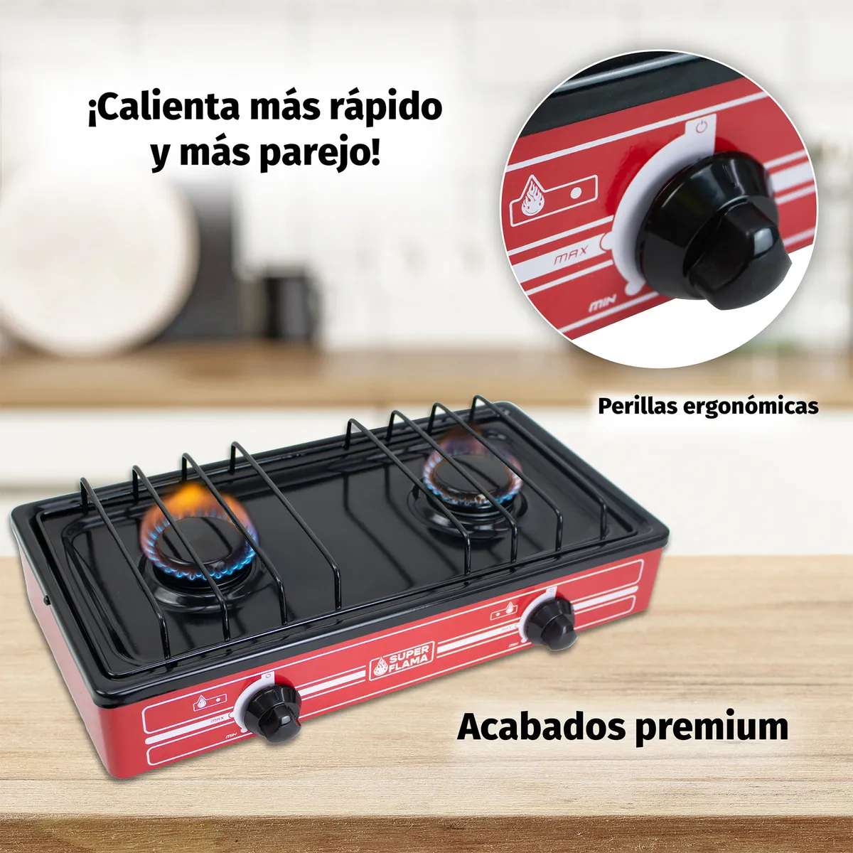Foto 4 | Combo Parrilla de Gas LP de 2 Quemadores con Tanque de Gas 10 Kg y Kit de Instalación Super Flama