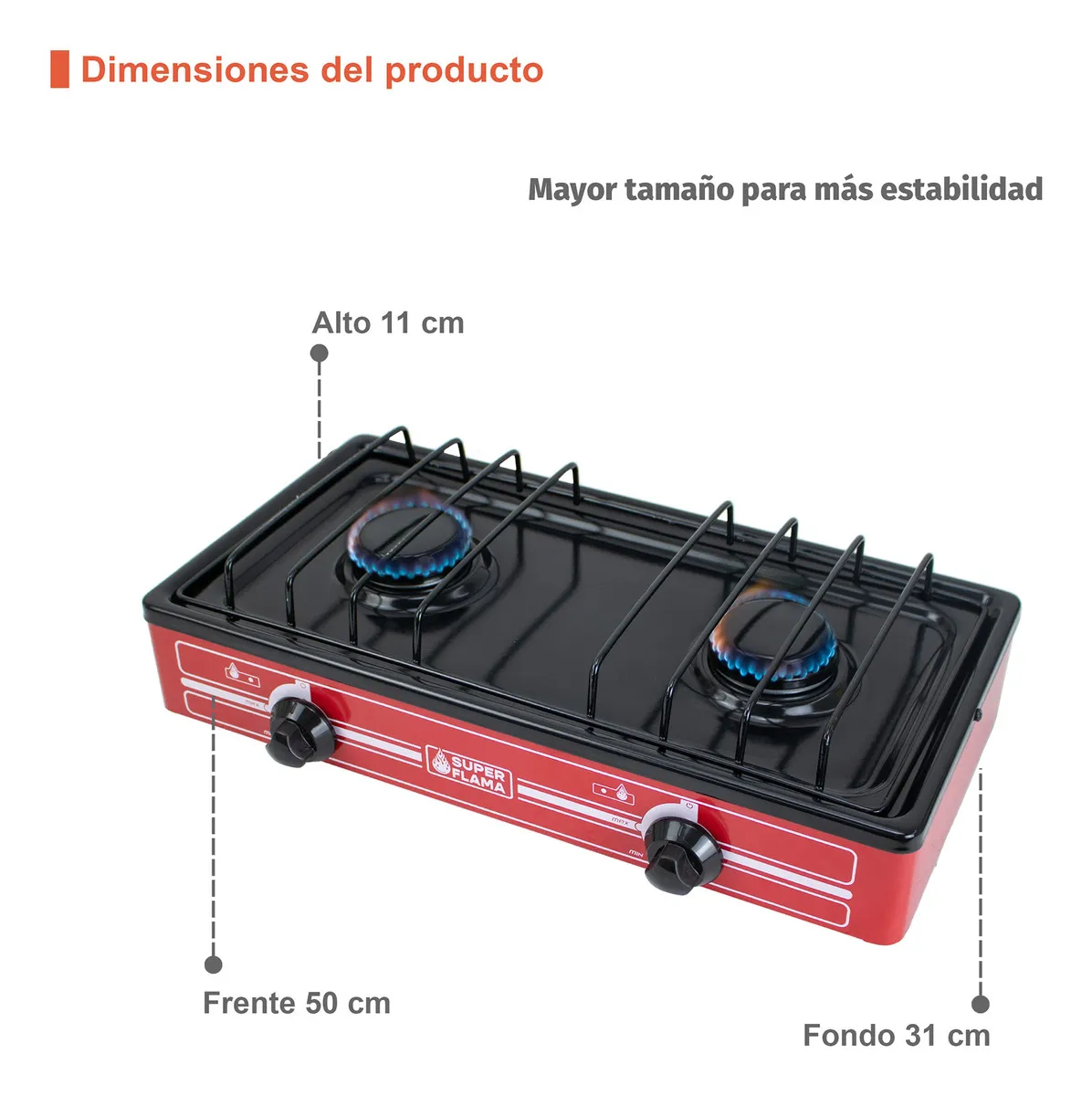 Foto 5 | Combo Parrilla de Gas LP de 2 Quemadores con Tanque de Gas 10 Kg y Kit de Instalación Super Flama