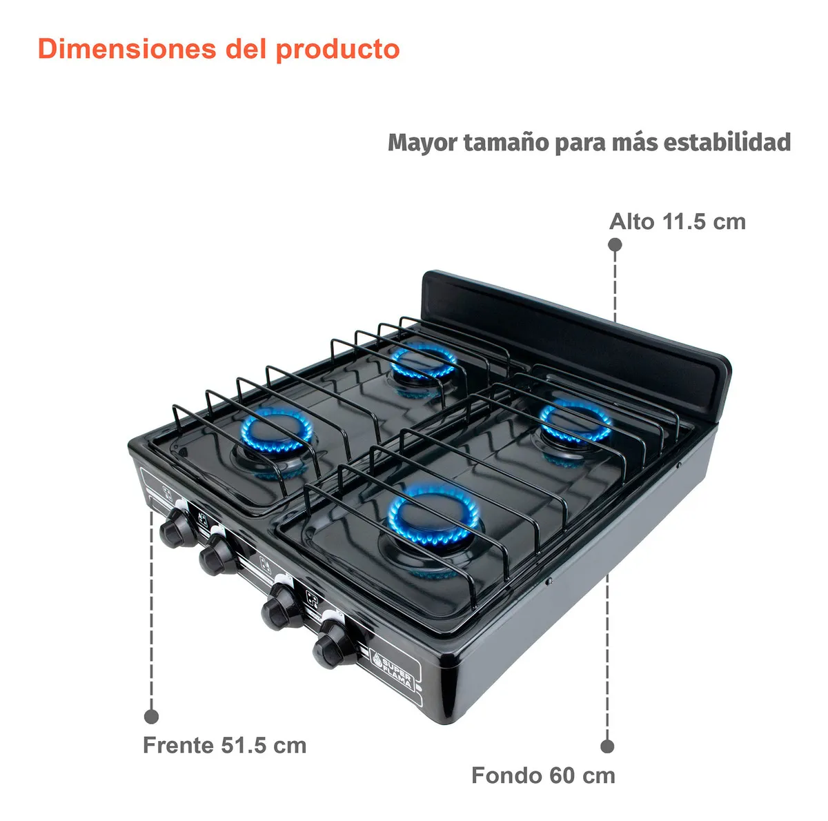 Foto 4 | Combo Super Flama Parrilla de Gas LP de 4 Quemadores con Tanque de Gas 10 kg y Kit de Instalación