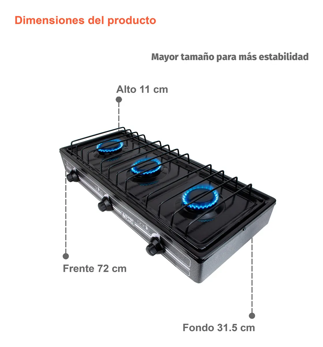 Foto 6 pulgar | Combo Super Flama Parrilla de Gas Lp de 3 Quemadores con Tanque de Gas 10 kg y Kit de Instalación