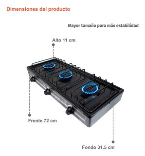 Foto 5 | Combo Super Flama Parrilla de Gas Lp de 3 Quemadores con Tanque de Gas 10 kg y Kit de Instalación