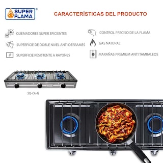 Foto 8 | Combo Super Flama Parrilla de Gas Lp de 3 Quemadores con Tanque de Gas 10 kg y Kit de Instalación