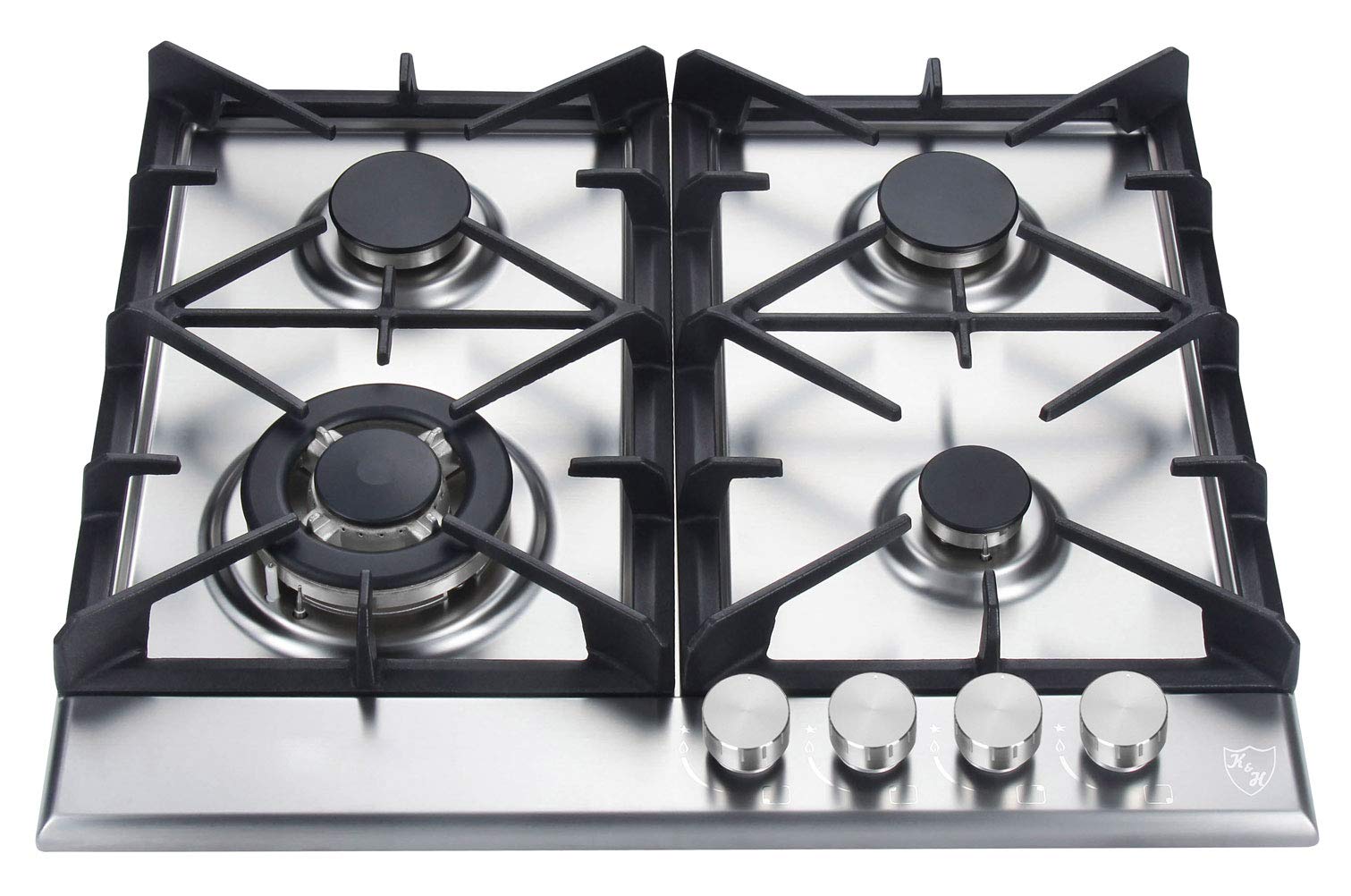 Estufa De Gas K&h Con 4 Quemadores, 60 Cm, Acero Inoxidable, Hierro Fundido - Venta Internacional.