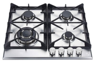 Foto 1 | Estufa De Gas K&h Con 4 Quemadores, 60 Cm, Acero Inoxidable, Hierro Fundido - Venta Internacional.