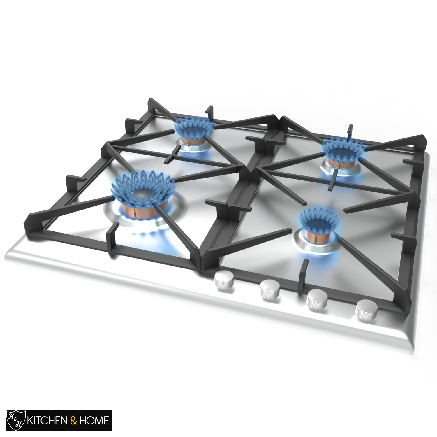 Foto 4 | Estufa De Gas K&h Con 4 Quemadores, 60 Cm, Acero Inoxidable, Hierro Fundido - Venta Internacional.