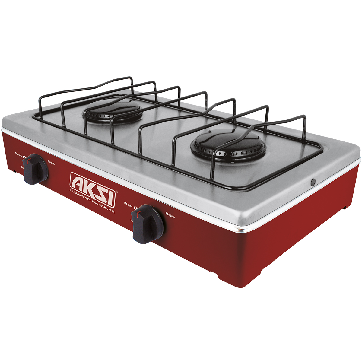 Foto 1 | Parrilla Estufa De Mesa Aksi 2 Quemadores Rojo Acero Inoxidable
