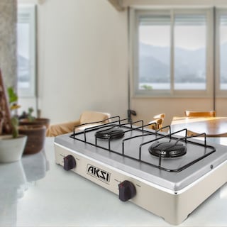 Foto 4 | Parrilla Estufa De Mesa Aksi 2 Quemadores Almendra Acero Inox