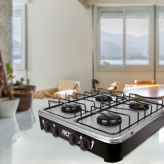 Foto 4 | Parrilla Estufa De Mesa Aksi 4 Quemadores Negro Acero Inoxidable