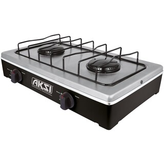 Foto 1 | Parrilla Estufa De Mesa Aksi 2 Quemadores Negro Acero Inoxidable
