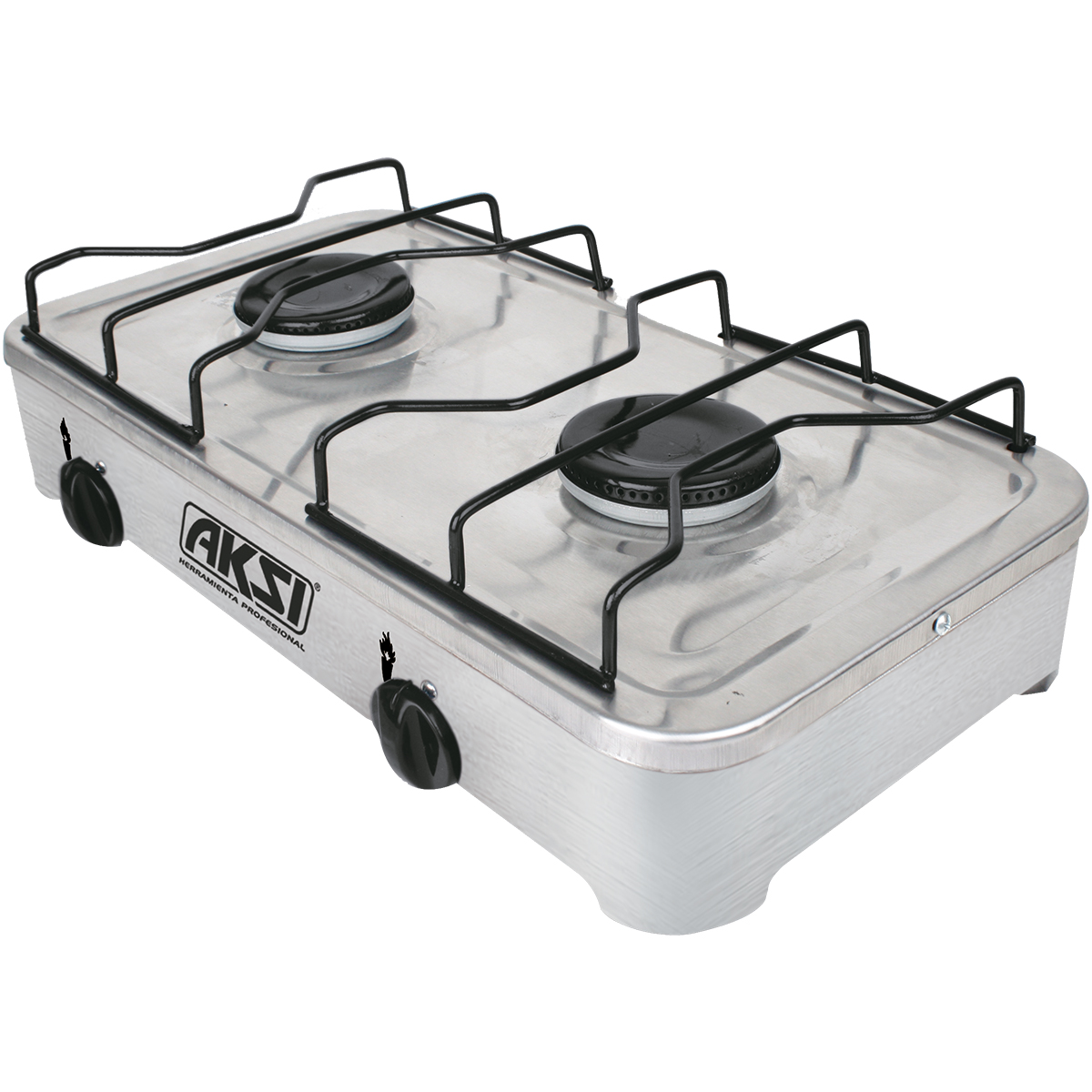 Estufa 2 Quemadores Aksi Acero Inoxidable De Mesa