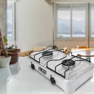 Foto 4 | Estufa 2 Quemadores Aksi Acero Inoxidable De Mesa