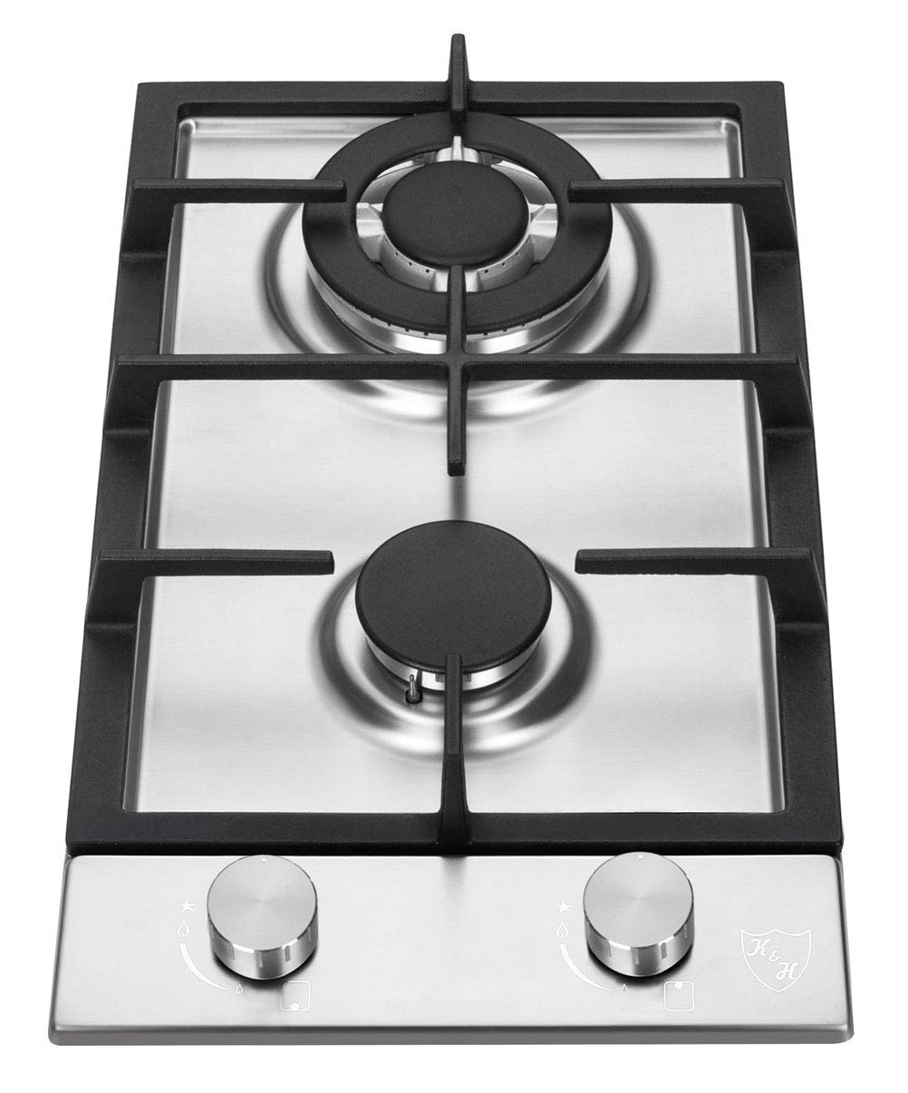 Estufa De Gas K&h, 2 Quemadores, Acero Inoxidable, Hierro Fundido, 12 Pulgadas - Venta Internacional.