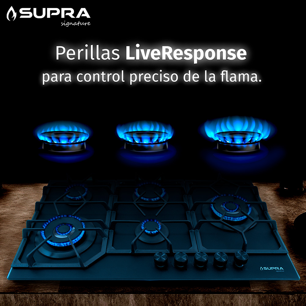 Foto 9 pulgar | Parrilla De Gas Spyder 87 | 5 Quemadores | Cristal Negro Mate | Empotrable