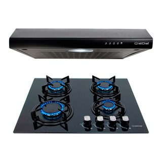 Foto 1 | Combo Rivara Parrilla Cristal Templado Kayser 4 Quemadores Campana De Pared 60aria-n