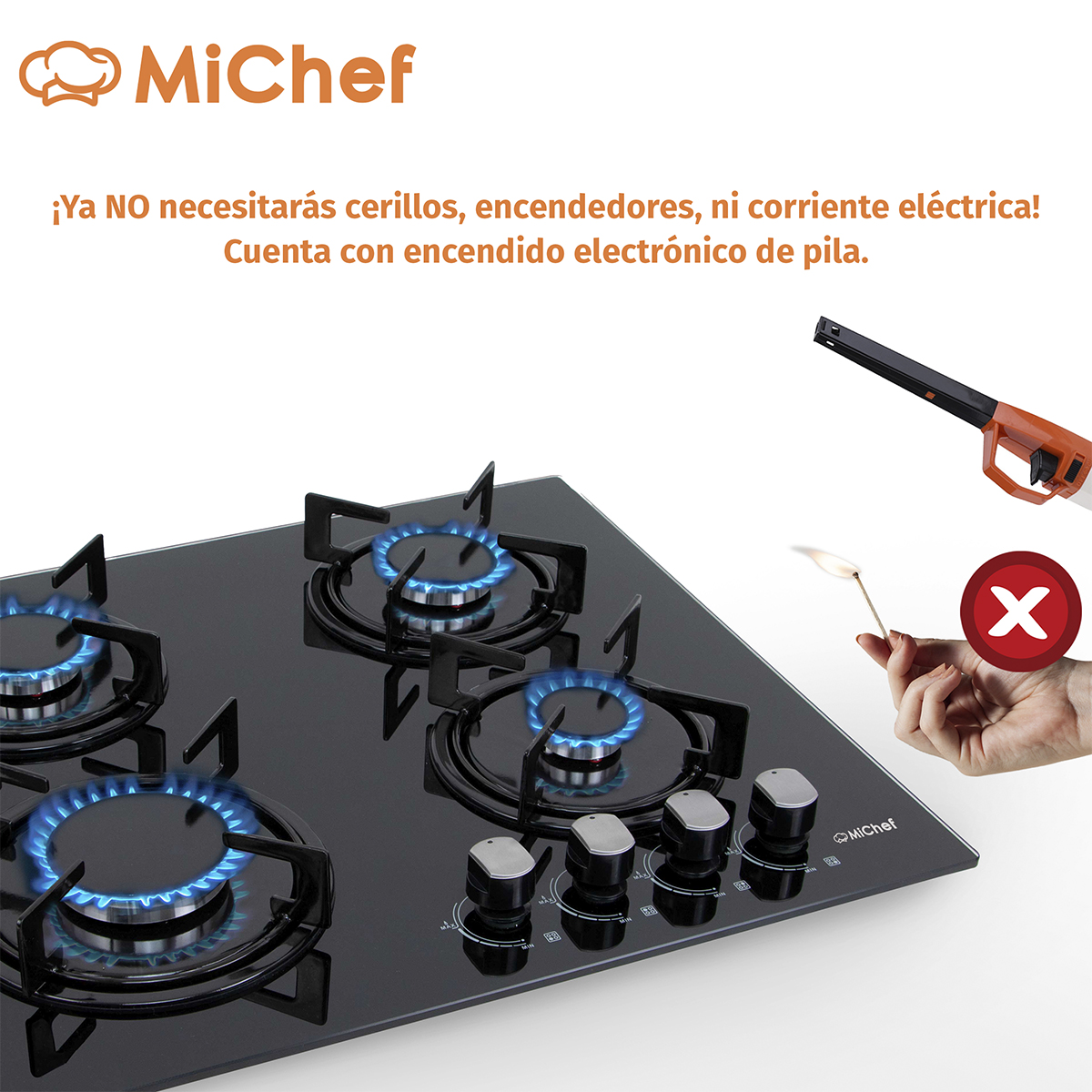 Foto 5 pulgar | Combo Rivara Parrilla Cristal Templado Kayser 4 Quemadores Campana De Pared 60aria-n