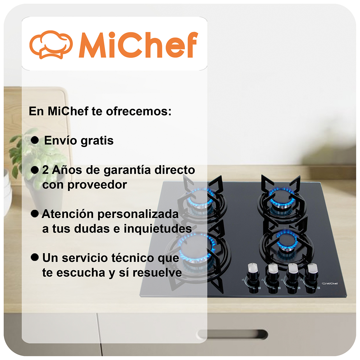 Foto 8 | Combo Rivara Parrilla Cristal Templado Kayser 4 Quemadores Campana De Pared 60aria-n