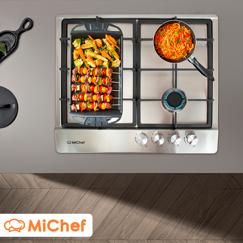 Foto 7 pulgar | Combo Rotini Parrilla Scappi 60 Cm Empotrable De Acero Inoxidable Campana De Pared Aria G-60 Cm
