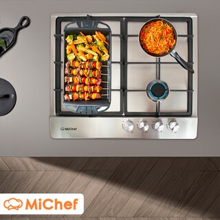 Foto 6 | Combo Rotini Parrilla Scappi 60 Cm Empotrable De Acero Inoxidable Campana De Pared Aria G-60 Cm