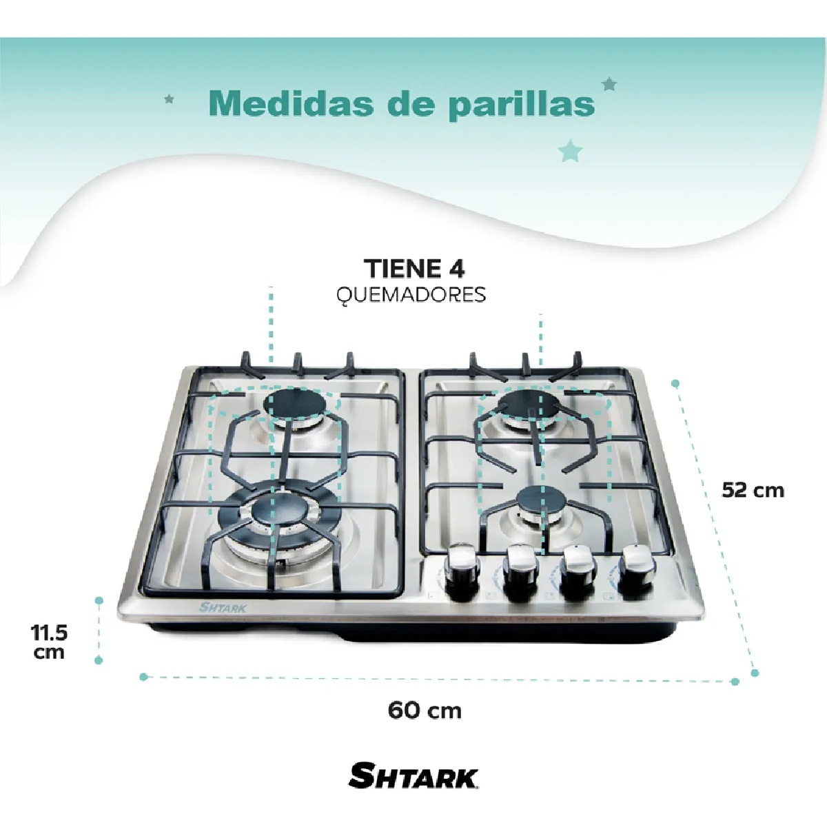 Foto 4 pulgar | Parrilla A Gas 4 Quemadores Acero Inoxidable Empotrable