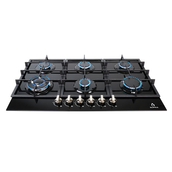 Foto 1 | Parrilla De Gas Diamond Glass Empotrable De 6 Quemadores De Cristal Templado Color Negro
