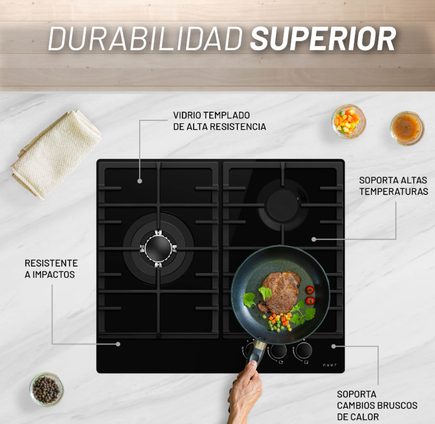 Foto 4 pulgar | Parrilla De Gas De Vidrio Templado 8mm Con 3 Quemadoresincluye Espreas Para Gas Natural Y Dispositivo De Seguridad