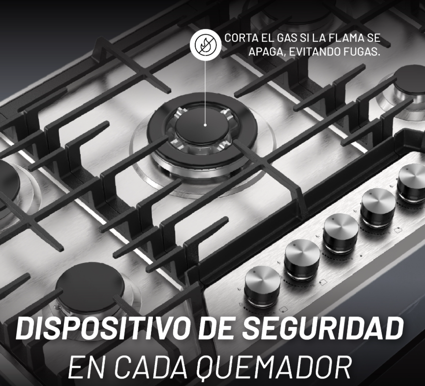 Foto 3 pulgar | Parrilla De Gas De Acero Inoxidable Con 5 Quemadores Incluye Espreas Para Gas Natural Y Dispositivo De Seguridad