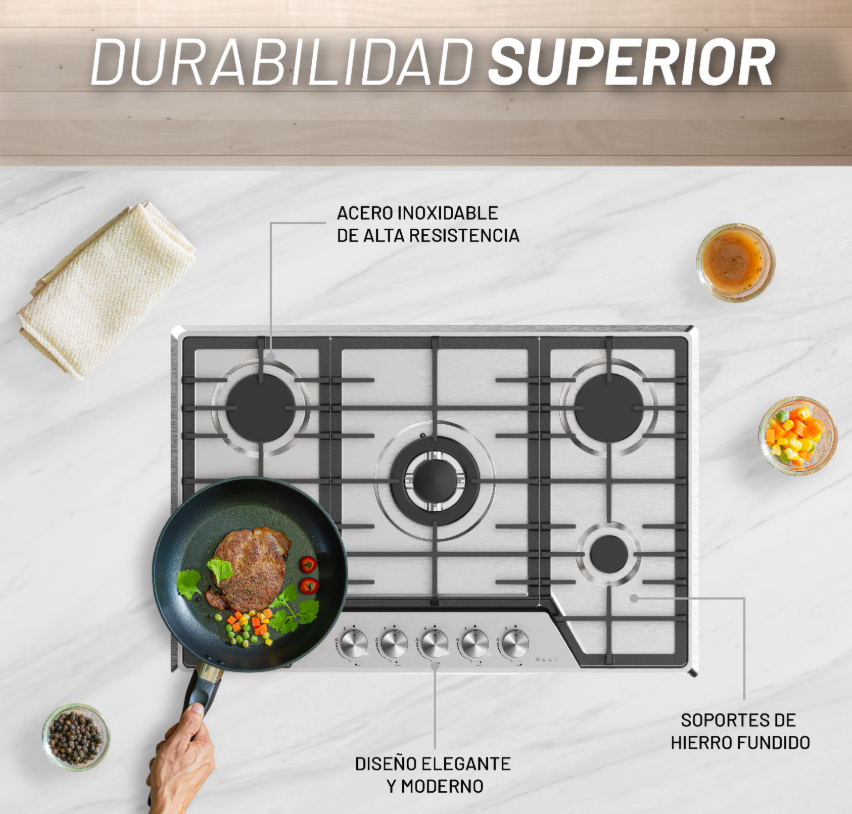 Foto 4 pulgar | Parrilla De Gas De Acero Inoxidable Con 5 Quemadores Incluye Espreas Para Gas Natural Y Dispositivo De Seguridad