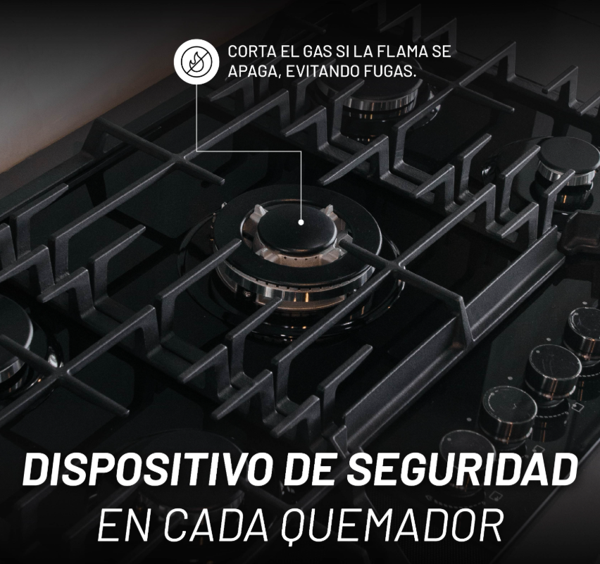 Foto 2 | Parrilla De Gas De Vidrio Templado 8mm Con 5 Quemadores Incluye Espreas Para Gas Natural Y Dispositivo De Seguridad