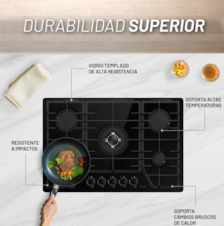 Foto 3 | Parrilla De Gas De Vidrio Templado 8mm Con 5 Quemadores Incluye Espreas Para Gas Natural Y Dispositivo De Seguridad