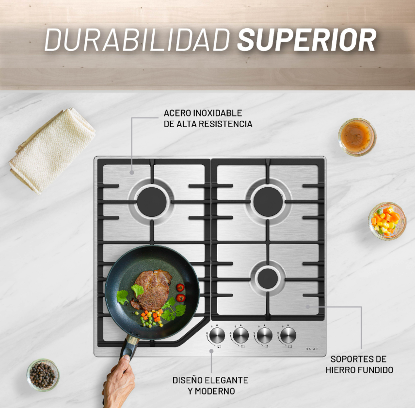Foto 4 pulgar | Parrilla De Gas De Acero Inoxidable Con 4 Quemadores Incluye Espreas Para Gas Natural Y Dispositivo De Seguridad