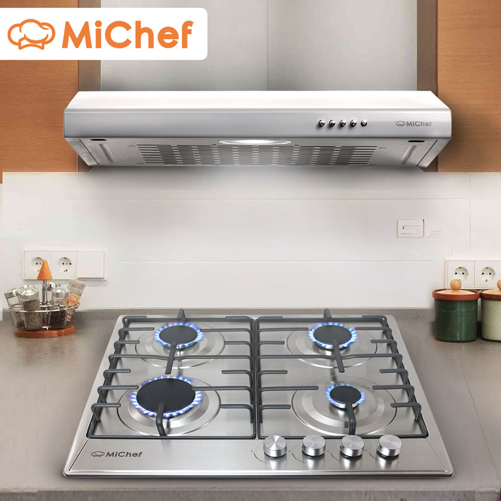 Foto 3 pulgar | Combo Bigoli Parrilla De 60 Cm Con 4 Quemadores Color Acero Con Campana De Pared De 60 Cm