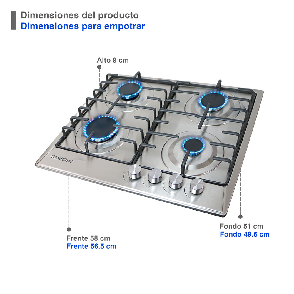 Foto 4 pulgar | Combo Bigoli Parrilla De 60 Cm Con 4 Quemadores Color Acero Con Campana De Pared De 60 Cm