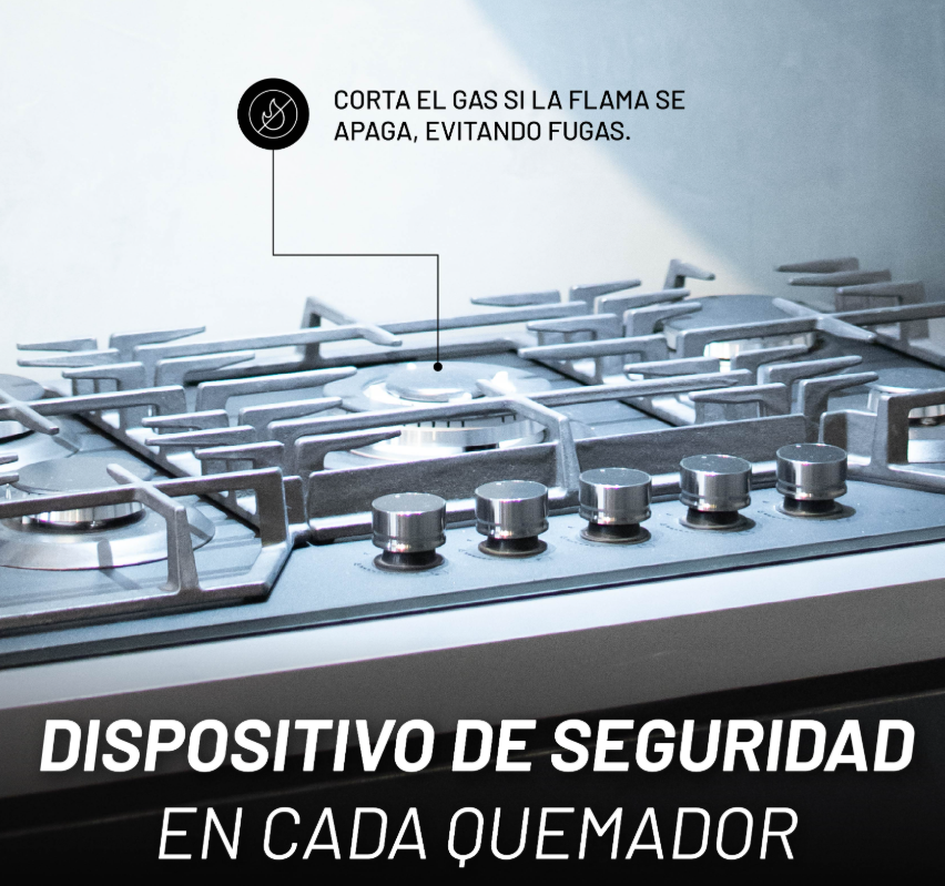 Foto 2 | Parrilla De Gas De Vidrio Templado Mate 8mm Con 5 Quemadores Incluye Espreas Para Gas Natural Y Dispositivo De Seguridad