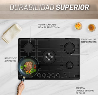 Foto 3 | Parrilla De Gas De Vidrio Templado Mate 8mm Con 5 Quemadores Incluye Espreas Para Gas Natural Y Dispositivo De Seguridad