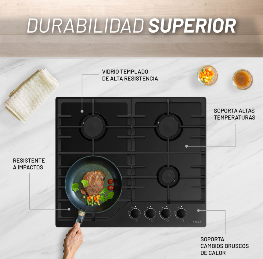 Foto 4 pulgar | Parrilla De Gas De Vidrio Templado Mate 8mm Con 4 Quemadoresincluye Espreas Para Gas Natural Y Dispositivo De Seguridad