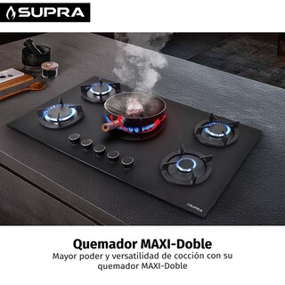 Foto 7 | Parrilla A Gas De 5 Quemadores Bella-90 Empotrable 90 Cm Cristal Templado Negro Mate