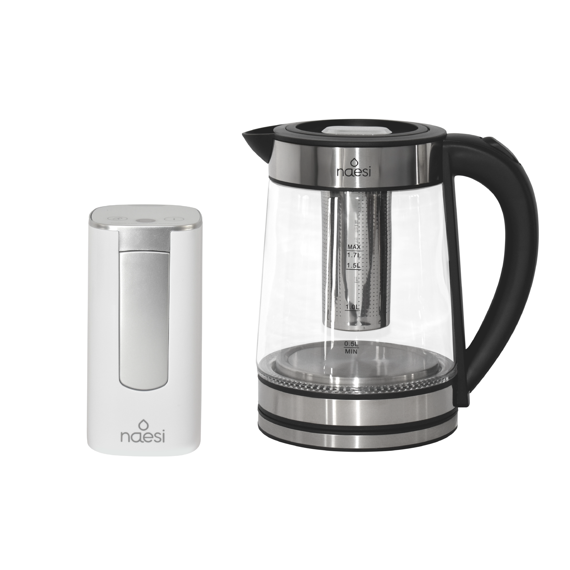 Foto 2 pulgar | Tetera Eléctrica Con Infusor 1.7 Litros De Vidrio Templado Con Luz Led + Dispensador De Agua Inteligente Naesi
