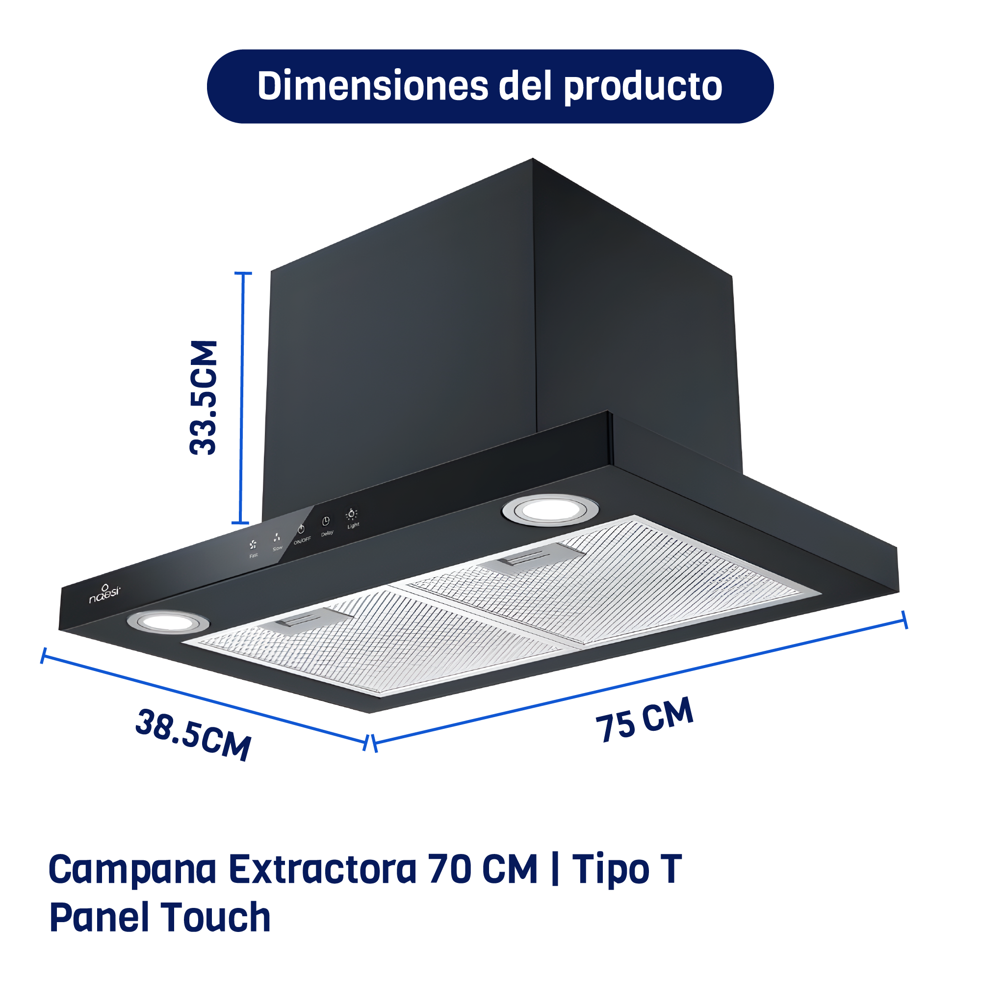 Foto 3 | Combo Campana Extractora De Pared Tipo T 7 cm Con Luz Led + Parrilla De Gas 5 Quemadores En Vidrio Templado Naesi