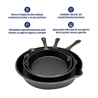 Foto 6 | Combo Parrillero + Sartenes De Hierro Fundido Naesi