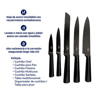 Foto 2 | Combo Parrillero Pro + Juego De Cuchillos Naesi