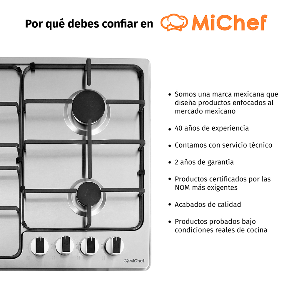 Foto 7 pulgar | Parrilla A Gas 4 Quemadores Sencilla Michef Color Acero De 60 Cm