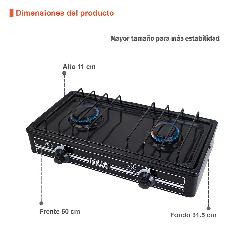 Foto 4 pulgar | Combo Super Flama Parrilla De Gas Lp De 2 Quemadores Con Tanque De Gas 10 Kg Y Kit De Instalación