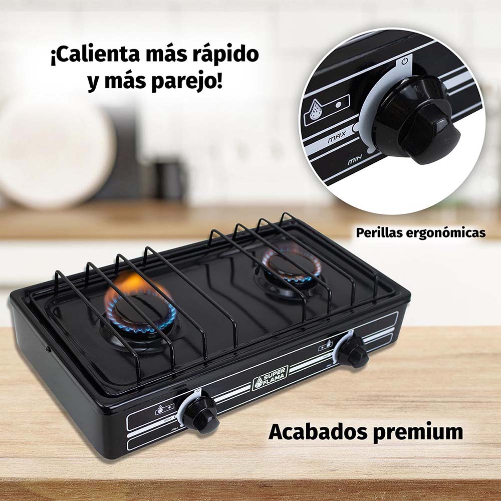Foto 7 pulgar | Combo Super Flama Parrilla De Gas Lp De 2 Quemadores Con Tanque De Gas 10 Kg Y Kit De Instalación