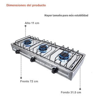 Foto 3 | Combo Super Flama Parrilla De Gas Lp De 3 Quemadores Con Tanque De Gas 10 Kg Y Kit De Instalación