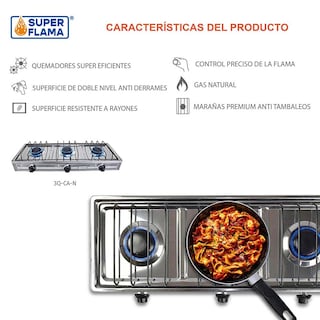 Foto 4 | Combo Super Flama Parrilla De Gas Lp De 3 Quemadores Con Tanque De Gas 10 Kg Y Kit De Instalación