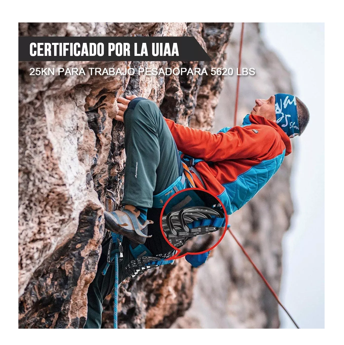 Foto 4 | Bandola Mosquetón de Escalada BELUG color Negro 25 Kn para Aparejos Cuerdas