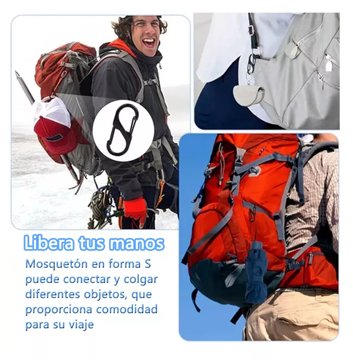Foto 5 | Tipo S Mosquetón De Escalada Aparejos Cuerdas Llavero 40 Pzs, Negro
